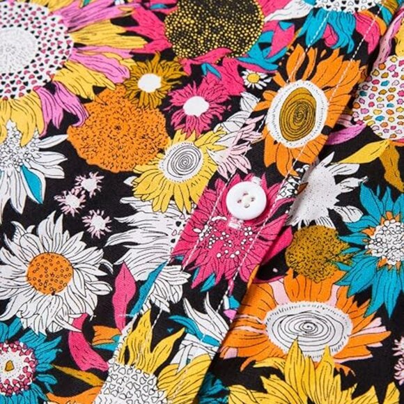 Vibrant Floral Button-Down Shirt for Men - Picture 7 of 9